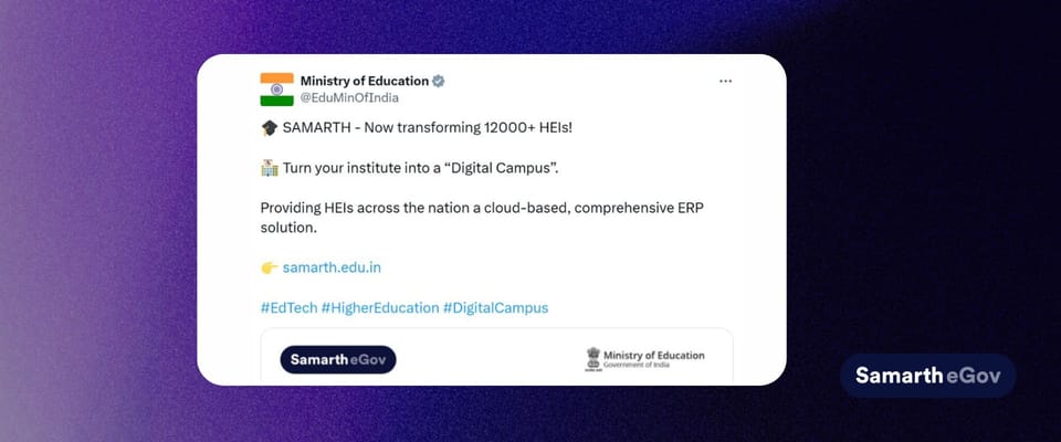 Ministry of Education Tweet on Samarth